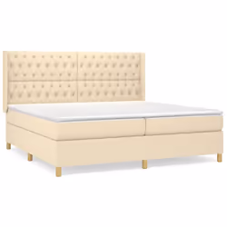 vidaXL Giroletto a Molle con Materasso Crema 200x200 cm in Tessuto - Vista aggiuntiva 2