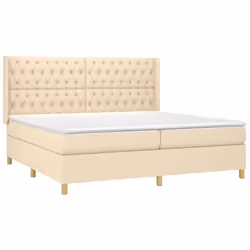 vidaXL Giroletto a Molle con Materasso Crema 200x200 cm in Tessuto - Vista aggiuntiva 3