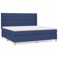 vidaXL Giroletto a Molle con Materasso Blu 200x200 cm in Tessuto - Vista aggiuntiva 2