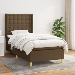 vidaXL Giroletto a Molle con Materasso Marrone Scuro 80x200 cm Tessuto