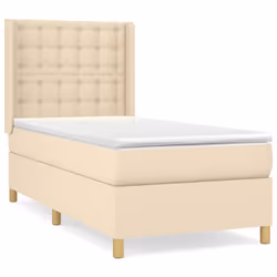 vidaXL Giroletto a Molle con Materasso Crema 90x190 cm in Tessuto - Vista aggiuntiva 2