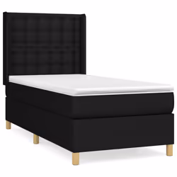 vidaXL Giroletto a Molle con Materasso Nero 90x200 cm in Tessuto - Vista aggiuntiva 2