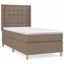 vidaXL Giroletto a Molle con Materasso Tortora 90x200 cm inTessuto - Vista aggiuntiva 2