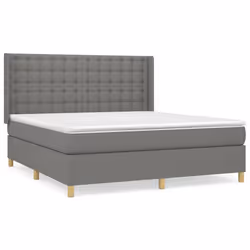 vidaXL Giroletto a Molle con Materasso Grigio Scuro 160x200 cm Tessuto - Vista aggiuntiva 2