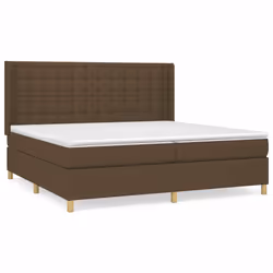 vidaXL Giroletto a Molle con Materasso Marrone Scuro 200x200cm Tessuto - Vista aggiuntiva 2