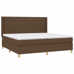 vidaXL Giroletto a Molle con Materasso Marrone Scuro 200x200cm Tessuto - Vista aggiuntiva 3