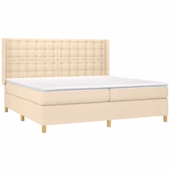 vidaXL Giroletto a Molle con Materasso Crema 200x200 cm in Tessuto - Vista aggiuntiva 3