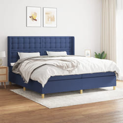vidaXL Giroletto a Molle con Materasso Blu 200x200 cm in Tessuto