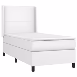 vidaXL Giroletto a Molle con Materasso Bianco 90x200 cm in Similpelle - Vista aggiuntiva 3