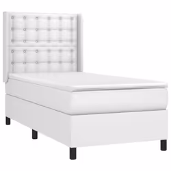 vidaXL Giroletto a Molle con Materasso Bianco 90x190 cm in Similpelle - Vista aggiuntiva 3