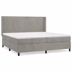vidaXL Giroletto a Molle con Materasso Grigio Chiaro 200x200cm Velluto - Vista aggiuntiva 2