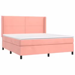 vidaXL Giroletto a Molle con Materasso Rosa 160x200 cm in Velluto - Vista aggiuntiva 3