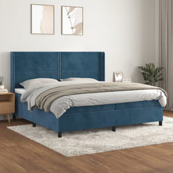 vidaXL Giroletto a Molle con Materasso Blu Scuro 200x200 cm in Velluto