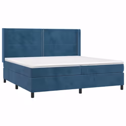 vidaXL Giroletto a Molle con Materasso Blu Scuro 200x200 cm in Velluto - Vista aggiuntiva 3