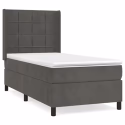 vidaXL Giroletto a Molle con Materasso Grigio Scuro 90x190 cm Velluto - Vista aggiuntiva 2