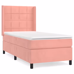vidaXL Giroletto a Molle con Materasso Rosa 90x190 cm in Velluto - Vista aggiuntiva 2