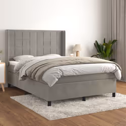 Giroletto a Molle con Materasso Grigio Chiaro 140x190cm Vellutocod mxl 74730