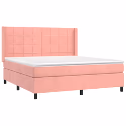 vidaXL Giroletto a Molle con Materasso Rosa 160x200 cm in Velluto - Vista aggiuntiva 3