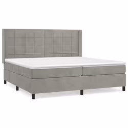 vidaXL Giroletto a Molle con Materasso Grigio Chiaro 200x200cm Velluto - Vista aggiuntiva 2