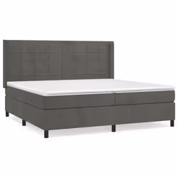 vidaXL Giroletto a Molle con Materasso Grigio Scuro 200x200 cm Velluto - Vista aggiuntiva 2