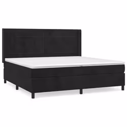 vidaXL Giroletto a Molle con Materasso Nero 200x200 cm in Velluto - Vista aggiuntiva 2