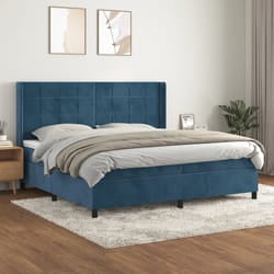vidaXL Giroletto a Molle con Materasso Blu Scuro 200x200 cm in Velluto
