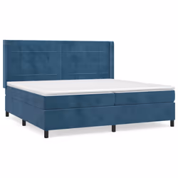 vidaXL Giroletto a Molle con Materasso Blu Scuro 200x200 cm in Velluto - Vista aggiuntiva 2