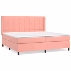 vidaXL Giroletto a Molle con Materasso Rosa 200x200 cm in Velluto - Vista aggiuntiva 2