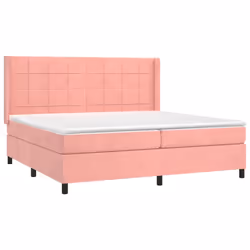 vidaXL Giroletto a Molle con Materasso Rosa 200x200 cm in Velluto - Vista aggiuntiva 3