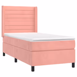 vidaXL Giroletto a Molle con Materasso Rosa 80x200 cm in Velluto - Vista aggiuntiva 3