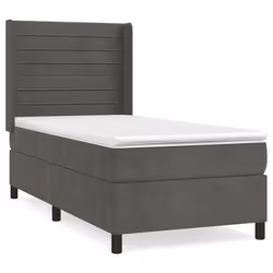 vidaXL Giroletto a Molle con Materasso Grigio Scuro 90x190 cm Velluto - Vista aggiuntiva 2
