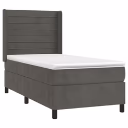 vidaXL Giroletto a Molle con Materasso Grigio Scuro 90x190 cm Velluto - Vista aggiuntiva 3