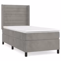 Giroletto a Molle con Materasso Grigio Chiaro 90x200 cm Vellutocod mxl 122654 - Vista aggiuntiva 2