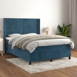 Giroletto a Molle con Materasso Blu Scuro 140x190 cm in Vellutocod mxl 74738