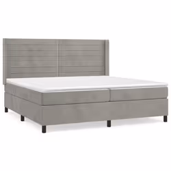 vidaXL Giroletto a Molle con Materasso Grigio Chiaro 200x200cm Velluto - Vista aggiuntiva 2