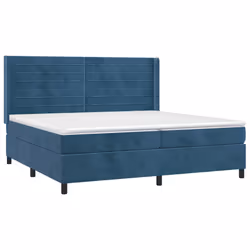 vidaXL Giroletto a Molle con Materasso Blu Scuro 200x200 cm in Velluto - Vista aggiuntiva 3