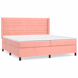 vidaXL Giroletto a Molle con Materasso Rosa 200x200 cm in Velluto - Vista aggiuntiva 2