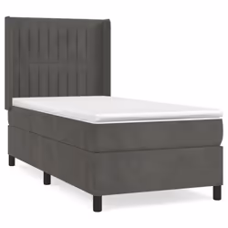 vidaXL Giroletto a Molle con Materasso Grigio Scuro 80x200 cm Velluto - Vista aggiuntiva 2