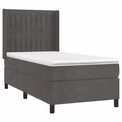 vidaXL Giroletto a Molle con Materasso Grigio Scuro 80x200 cm Velluto - Vista aggiuntiva 3