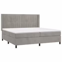 vidaXL Giroletto a Molle con Materasso Grigio Chiaro 200x200cm Velluto - Vista aggiuntiva 3
