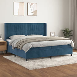 vidaXL Giroletto a Molle con Materasso Blu Scuro 200x200 cm in Velluto