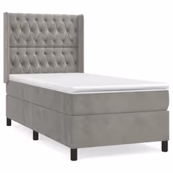 Giroletto a Molle con Materasso Grigio Chiaro 90x200 cm Vellutocod mxl 98752 - Vista aggiuntiva 2