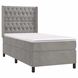 Giroletto a Molle con Materasso Grigio Chiaro 100x200cm Vellutocod mxl 74757 - Vista aggiuntiva 3