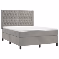 Giroletto a Molle con Materasso Grigio Chiaro 140x190cm Vellutocod mxl 74758 - Vista aggiuntiva 3