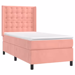 vidaXL Giroletto a Molle con Materasso Rosa 90x190 cm in Velluto - Vista aggiuntiva 3