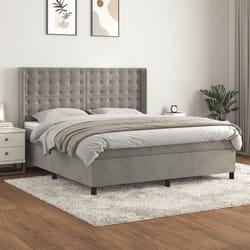 Giroletto a Molle con Materasso Grigio Chiaro 160x200cm Vellutocod mxl 74774