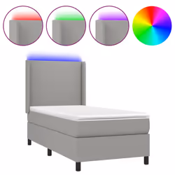 vidaXL Letto a Molle Materasso e LED Grigio Chiaro 80x200 cm Tessuto - Vista aggiuntiva 2