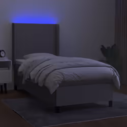 vidaXL Letto a Molle Materasso e LED Grigio Chiaro 80x200 cm Tessuto - Vista aggiuntiva 3