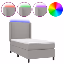 vidaXL Letto a Molle Materasso e LED Grigio Chiaro 90x200 cm Tessuto - Vista aggiuntiva 2