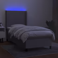 vidaXL Letto a Molle Materasso e LED Grigio Chiaro 100x200 cm Tessuto - Vista aggiuntiva 3